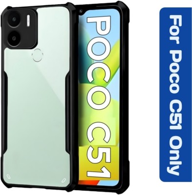 Evaton Back Cover for Poco C51 Back Cover(Black, Transparent, Dual Protection, Silicon, Pack of: 1)