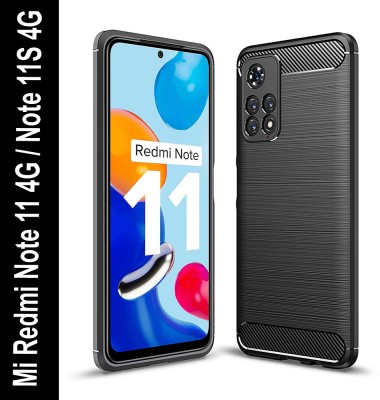 Casotec Back Cover for Mi Redmi Note 11 4G, Mi Redmi Note 11S 4G Carbon Fiber TPU Case(Black, Shock Proof)