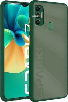 MOBILOVE Back Cover for Tecno Spark 7 / 7T | Smoke Translucent Shock Proof Smooth Rubberized Matte Back Case(Green, Camera Bump Protector, Pack of: 1)