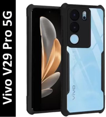 Hydbest Back Cover for Vivo V29 5G, Vivo V29 Pro 5G, (TPU | PU |Shockproof Hybrid Hard Cover |Clear Case)(Black, Dual Protection)