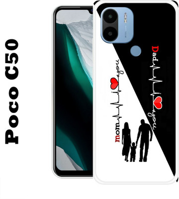 satyman Back Cover for Poco C50(Black, White, Silicon, Pack of: 1)