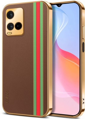 Vaku Luxos Back Cover for Vivo Y21E, Felix Line Leather Pattern Gold Electroplated Design Soft TPU Case(Brown, Shock Proof, Pack of: 1)