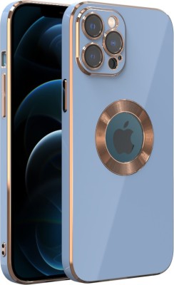 Bonqo Back Cover for APPLE iPhone 12 Pro Max(Blue, Gold, Camera Bump Protector, Silicon, Pack of: 1)