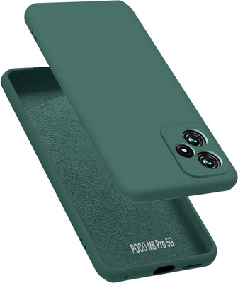 VAPRIF Back Cover for POCO M6 Pro 5G, Matte Rubberized Soft Silicone Protective Cloth Inside(Green, Dual Protection, Pack of: 1)