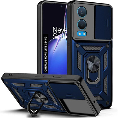 AIBEX Back Cover for OnePlus Nord CE 4 Lite 5G|D10 Tough Armor|Sliding Camera Shield|Ring Holder|Kickstand(Blue, Rugged Armor, Pack of: 1)