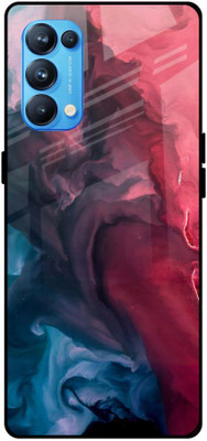 QRIOH Glass Back Cover for Oppo Reno5 Pro(Multicolor, Grip Case, Pack of: 1)