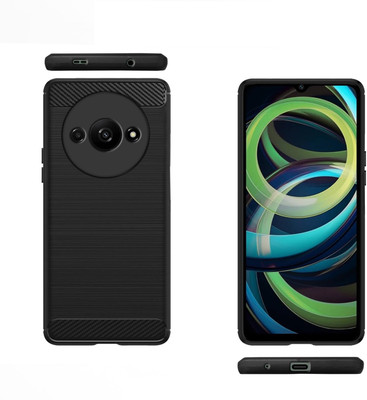 COVERBLACK Back Cover for POCO C61 2024(Black, Dual Protection, Silicon, Pack of: 1)