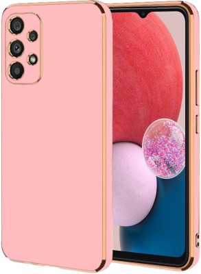 VAPRIF Back Cover for Samsung Galaxy A13, Golden Line, Premium Soft Chrome Case | Silicon Gold Border(Pink, Shock Proof, Silicon, Pack of: 1)