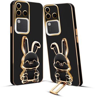 RESOURIS Back Cover for vivo V30 Pro 5G, vivo V30 Pro(Black, Gold, Cases with Holder, Silicon, Pack of: 1)