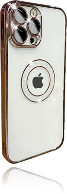 RS INTERNATIONAL Back Cover for iPhone 13 Shinestone Camera Bumper Lens Protection Back Case(Gold, Flexible, Silicon, Pack of: 1)