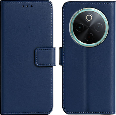 Ascensify Back Cover for Vivo T4 5G Premium PU Leather Flip Cover with Card Slots & Stand Feature(Blue, Dual Protection, Pack of: 1)