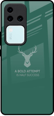 QRIOH Glass Back Cover for Vivo V30 Pro 5G(Green, Grip Case, Pack of: 1)