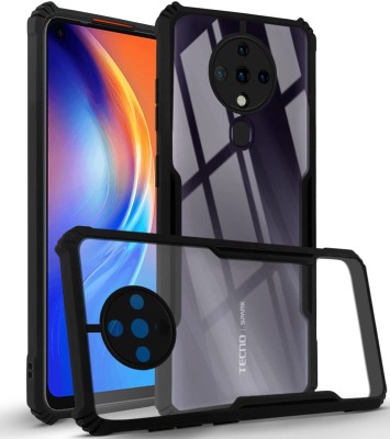 KING COVERS Back Cover for TECNO SPARK-6 (Crystal Glass Back | Camera Protection | Shockproof )(Black, Grip Case, Pack of: 1)