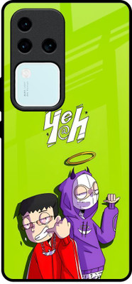 QRIOH Glass Back Cover for Vivo V30 Pro 5G(Green, Grip Case, Pack of: 1)
