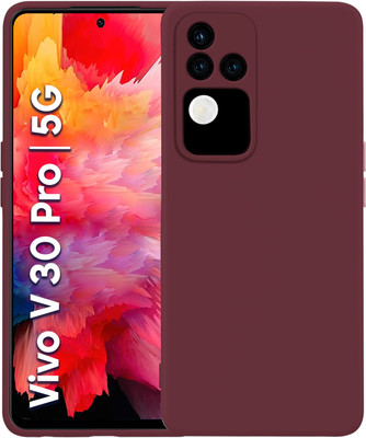 TRUEUPGRADE Back Cover for Liquid Silicon Back Cover Case for Vivo V30 / V30 Pro 5G | Micro-Fibre Cloth On Inner Side(Maroon, Flexible, Silicon, Pack of: 1)