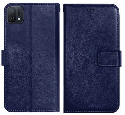 Loopee Flip Cover for Oppo A16K, CPH2349 Premium Leather Finish, with Card Pockets, Wallet Stand(Blue, Dual Protection, Pack of: 1)