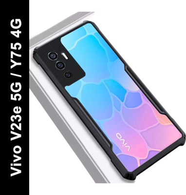 Mobile Back Cover Back Cover for Vivo V23e 5G, Vivo Y75 4G, Transparent Hybrid Hard PC Back TPU Bumper(Black, Camera Bump Protector, Pack of: 1)