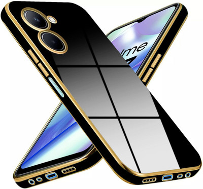 NICPIC Back Cover for Realme C33(Black, Gold, Camera Bump Protector, Silicon, Pack of: 1)