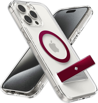 Caseology by Spigen Capella Mag Kickstand Back Cover for Apple iPhone 15 Pro Max(Red, Transparent, Stand, Pack of: 1)