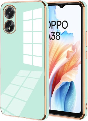VAPRIF Back Cover for Oppo A38, Golden Line, Premium Soft Chrome Case | Silicon Gold Border(Green, Shock Proof, Silicon, Pack of: 1)