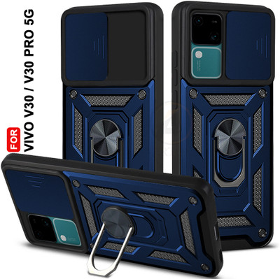 AelVouX Back Cover for Vivo V30 5G, Vivo V30 Pro 5G(Blue, Ring Case, Pack of: 1)