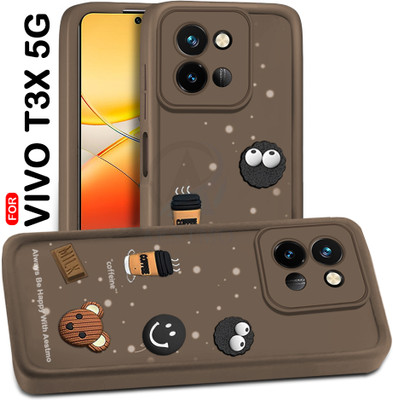 AESTMO Back Cover for Vivo T3X 5G(Brown, Dual Protection, Silicon, Pack of: 1)