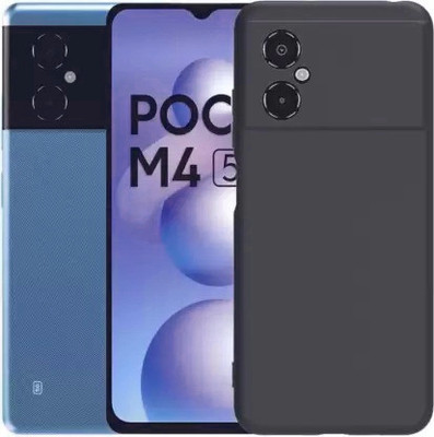 LILLIPUT Back Cover for Poco M4 5G(Black, Silicon, Pack of: 1)