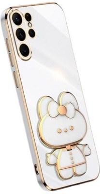 A3sprime Back Cover for Samsung Galaxy S24 Ultra 5G with Cute 3D Cartoon Shaped Mirror Folding Mobile Stand Holder(White, 3D Case, Silicon, Pack of: 1)
