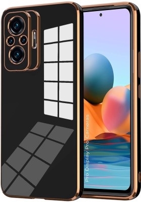 VAPRIF Back Cover for Mi Redmi Note 10 Pro, Golden Line, Premium Soft Chrome Case | Silicon Gold Border(Black, Shock Proof, Silicon, Pack of: 1)