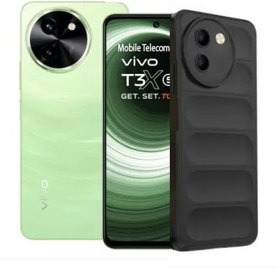 S-Softline Back Cover for Vivo T3x 5G 5G, Solid Liquid Magic Case Cushion Lining pocket-friendly Slim profile(Black, Silicon)