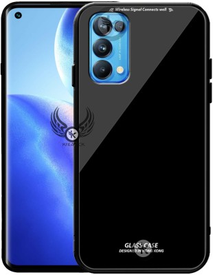 Kreatick Back Cover for OPPO RENO-5 PRO (5G), Luxurious 9H Toughened Glass Back Case Shockproof TPU Bumper(Black, Dual Protection, Pack of: 1)