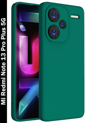 VAPRIF Back Cover for Mi Redmi Note 13 PRO Plus 5G, Matte Rubberized Soft Silicone Protective Cloth Inside(Green, Dual Protection, Pack of: 1)