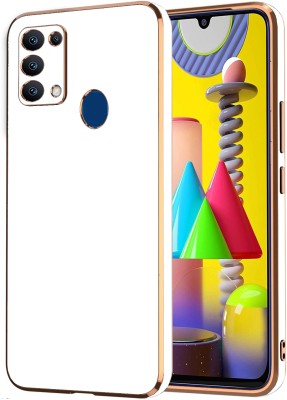 VAPRIF Back Cover for Samsung Galaxy M31 Prime, Golden Line Premium Soft Chrome Case | Silicon Gold Border(White, Shock Proof, Silicon, Pack of: 1)
