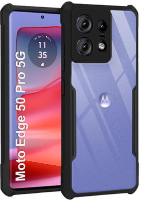kursa hub Front & Back Case for Crystal Clear Back Cover Case for Motorola Moto Edge 50 Pro 5G-67(Black, Camera Bump Protector, Pack of: 1)
