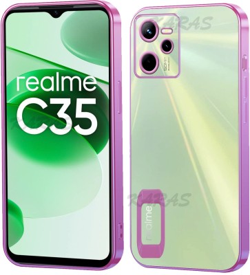 ANTICA Back Cover for Realme C35 | Logo View Each Lens with CD Pattern Case(Pink, Camera Bump Protector, Silicon, Pack of: 1)
