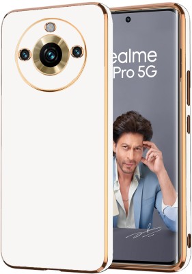 VAPRIF Back Cover for realme 11 Pro 5G, Golden Line Premium Soft Chrome Case | Silicon Gold Border(White, Shock Proof, Silicon, Pack of: 1)