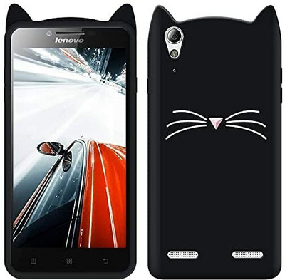 Casely Back Cover for Lenovo A6000 | Billi Cartoon Ear Design Soft Rubber Shockproof Kitty Case(Black, Grip Case, Pack of: 1)