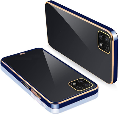 Creativo Back Cover for Realme 8i, Realme Narzo 50 Slim Fit Clear Soft Silicone Transparent Chrome(Blue, Gold, Transparent, Silicon, Pack of: 1)