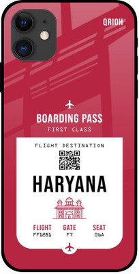 QRIOH Haryana City Glass Back Cover for Glass Case for Apple iPhone 12(Red, Grip Case, Pack of: 1)