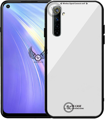 Kreatick Back Cover for REALME-6, Luxurious 9H Toughened Glass Back Case Shockproof TPU Bumper(White, Dual Protection, Pack of: 1)
