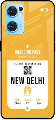 QRIOH New Delhi City Glass Back Cover for Oppo Reno7 5G(Yellow, Grip Case, Pack of: 1)