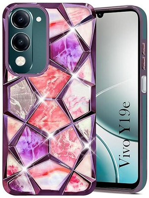 Kosher Traders Back Cover for Vivo Y19e ( Dual Design Glitter Sparkle and Detachable Diamond Print Case )(Purple, Dual Protection)