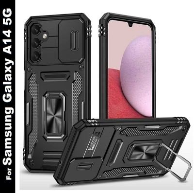 Moshking Back Cover for Samsung Galaxy A14 4G / 5G with Sliding Camera & 360° Protection Mobile Phone Case(Black, Pack of: 1)