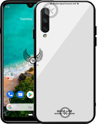Kreatick Back Cover for XIAOMI REDMI-A3, Luxurious 9H Toughened Glass Back Case Shockproof TPU Bumper(White, Dual Protection, Pack of: 1)