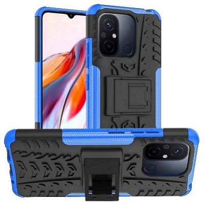Accessories Kart Back Cover for Poco C55 Dazzle tyre case with kick stand case(Blue, Shock Proof, Pack of: 1)