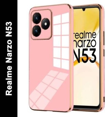ANTICA Back Cover for Realme Narzo N53 |View Electroplated Chrome 6D Case Soft TPU(Pink, Dual Protection, Silicon, Pack of: 1)