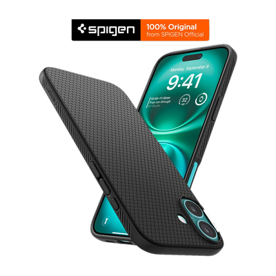 Spigen Liquid Air Back Cover for Apple iPhone 16(Black, Grip Case, Thermoplastic Polyurethane, Pack of: 1)