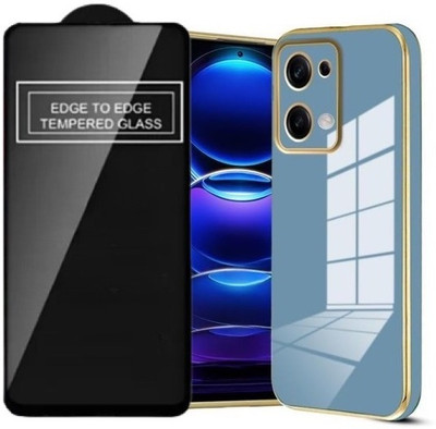 A3sprime Back Cover for REDMI Note 13 Pro 5G, Soft TPU Case with Full Coverage Tempered Glass Screen Protector(Blue, Camera Bump Protector, Pack of: 2)