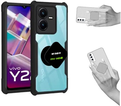 iCopertina Back Cover for vivo Y22(Transparent, Black, Cases with Holder, Pack of: 2)