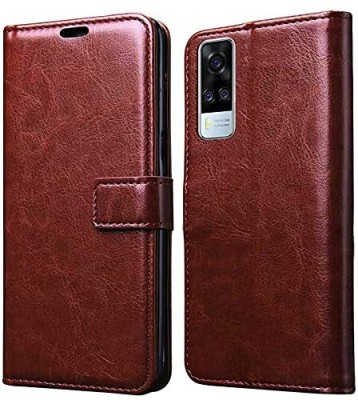 Takshiv Deal Flip Cover for Vivo Y31 2021(Brown, Dual Protection, Pack of: 1)